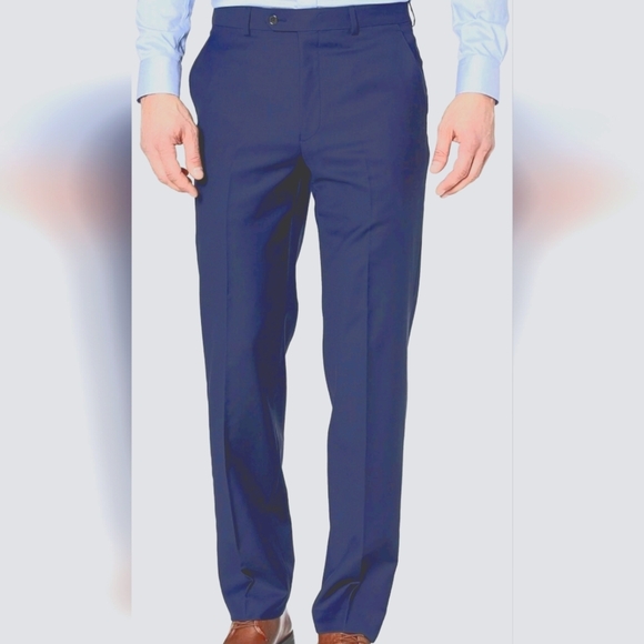 Lanvin Slate Blue Gray Formal Men's Flat Front Dress Pants - 32R Great Condition - Picture 1 of 9